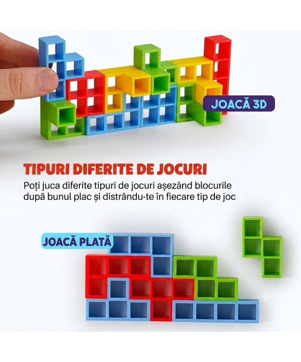 Joc Educational de Echilibru și Atenție pentru Copii, 48 Cuburi