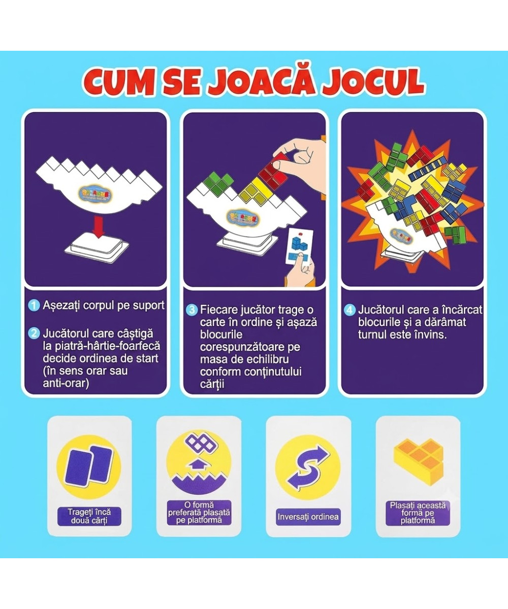 Joc Educational de Echilibru și Atenție pentru Copii, 48 Cuburi