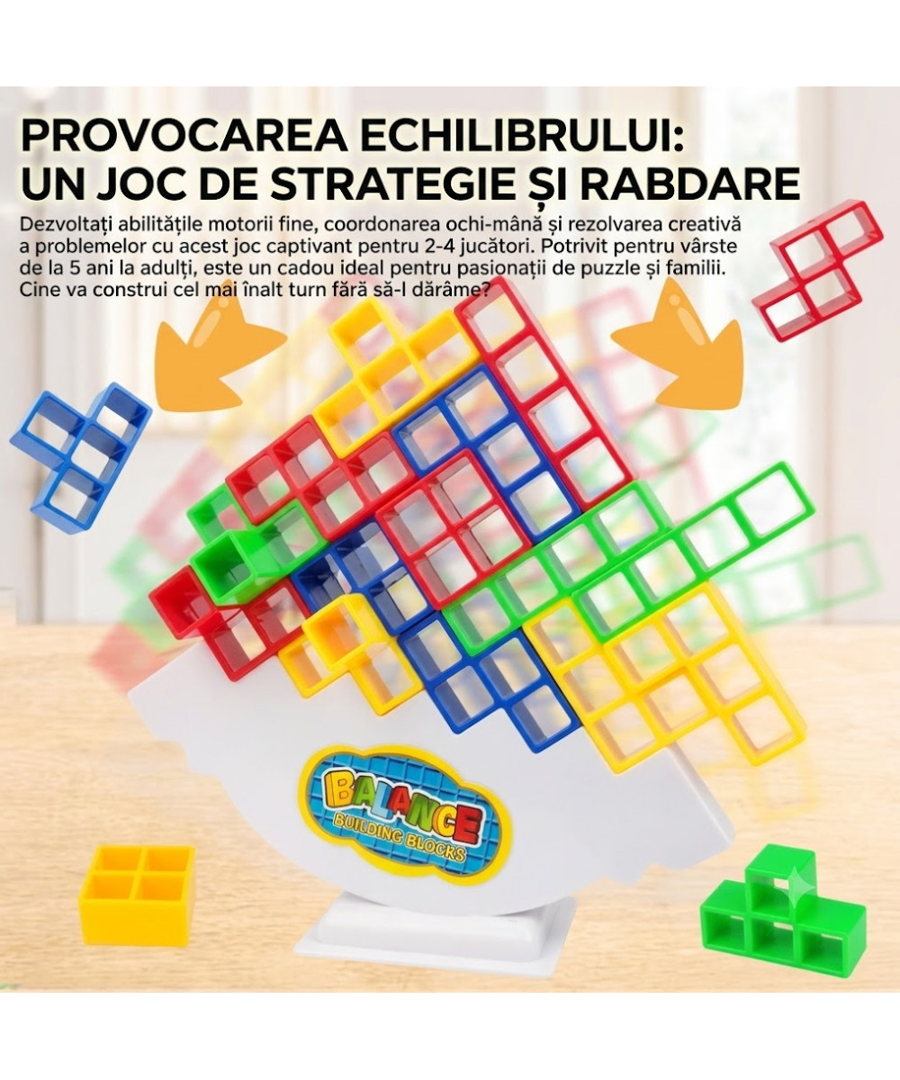 Joc Educational de Echilibru și Atenție pentru Copii, 48 Cuburi