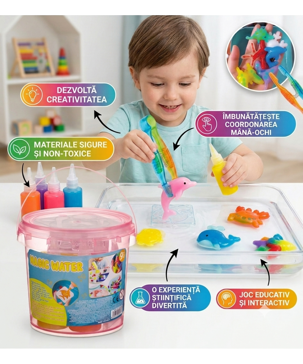 Set Creativ Magic Water – Joc Creativ 3D cu Gel și Forme de Apă pentru Copii