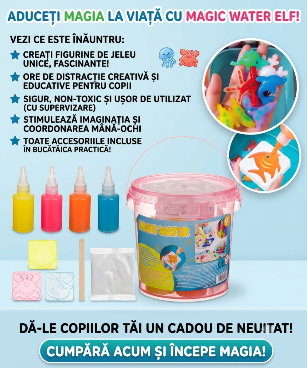 Set Creativ Magic Water – Joc Creativ 3D cu Gel și Forme de Apă pentru Copii
