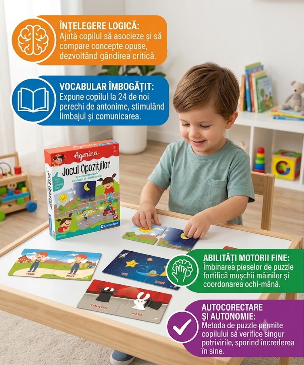 Joc Educativ Agerino - Jocul Opozițiilor | Puzzle Interactiv pentru Concepte Opuse