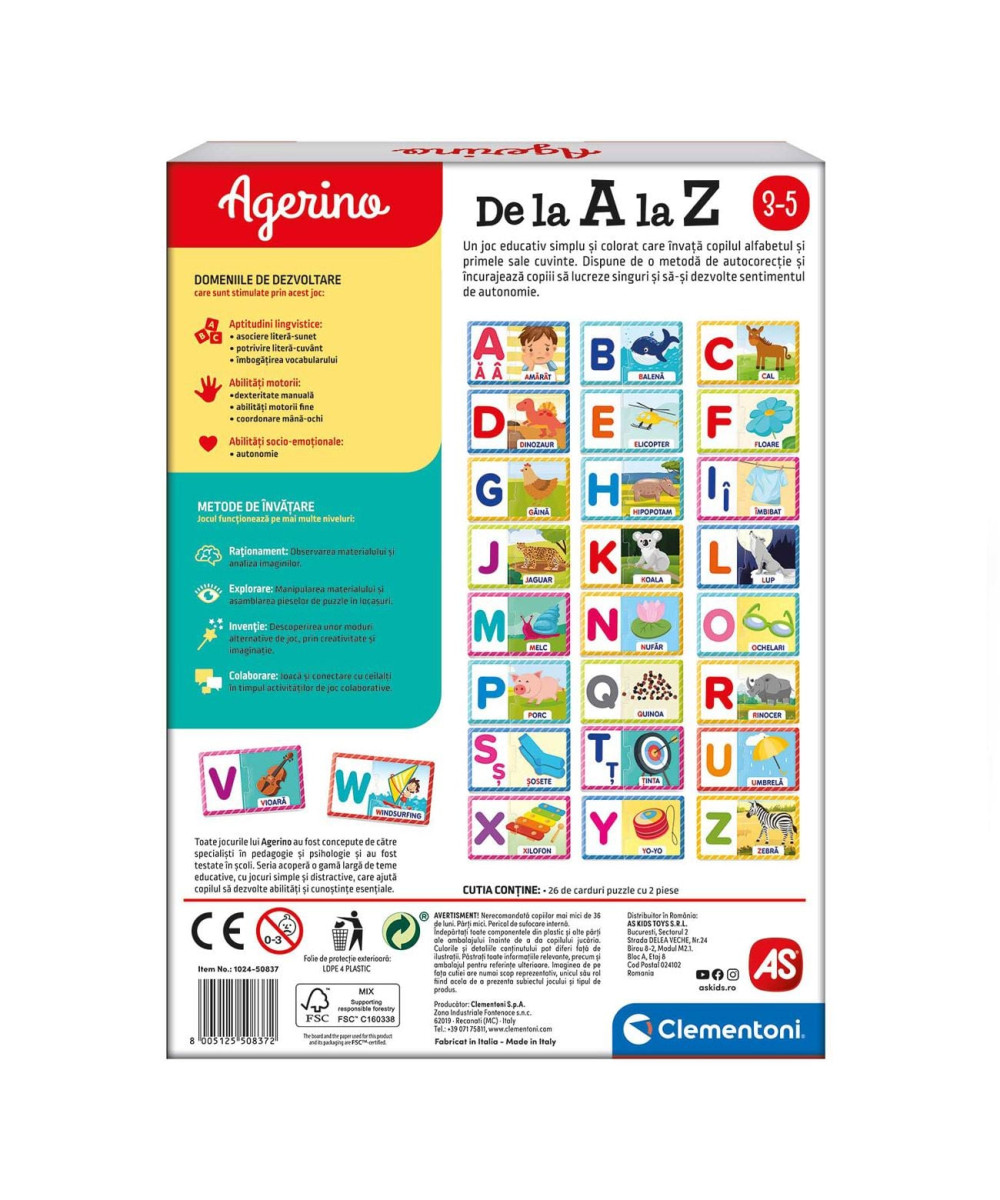 Agerino De la A la Z – Joc Educativ cu Autocorecție pentru Învățarea Alfabetului