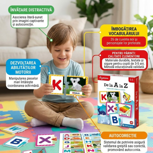 Agerino De la A la Z – Joc Educativ cu Autocorecție pentru Învățarea Alfabetului