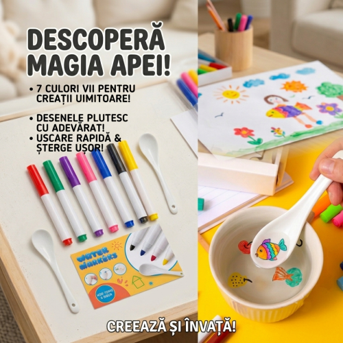 Carioci Magice Water Marker (Set 7 Culori) – Desenele Care Plutesc pe Apă!